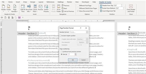 start page numbers after first few pages.